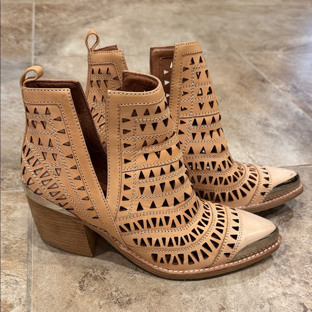 Jeffrey Campbell Tan Cutout Ankle Booties